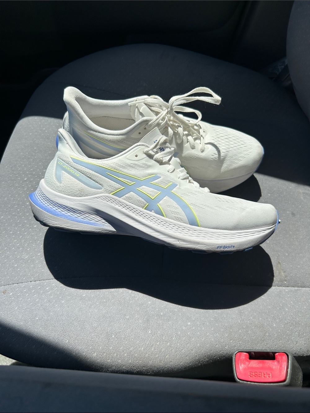 ASICS Women's Running Shoes - White with Light Blue & Pale Yellow Accents